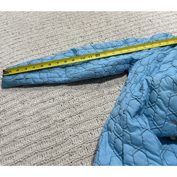 VTG 1960s Quilted Housecoat Bed Jacket Mid Century Womens XS Blue Gold Buttons - Picture 3 of 13